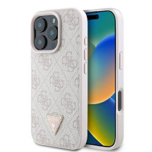 GUESS dėklas, skirtas IPHONE 16 Pro Max GUHCP16XP4TDPP (PU oda 4G trikampio formos, rožinis)