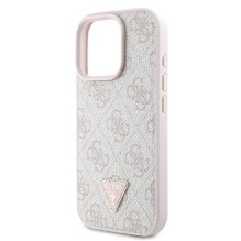 GUESS dėklas, skirtas IPHONE 16 Pro Max GUHCP16XP4TDPP (PU oda 4G trikampio formos, rožinis)