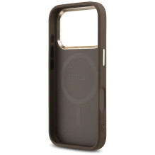 GUESS case for IPHONE 17 Pro compatible with MagSafe GUHMP17LP4GTDGMW (4G PU W / Triangle Logo) gold brown