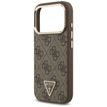 GUESS dėklas, skirtas IPHONE 17 Pro, suderinamas su MagSafe GUHMP17LP4GTDGMW (4G PU su trikampio logotipu), aukso rudos 