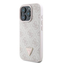 GUESS dėklas, skirtas IPHONE 16 Pro Max GUHCP16XP4TDPP (PU oda 4G trikampio formos, rožinis)
