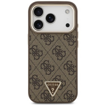 GUESS dėklas, skirtas IPHONE 17 Pro, suderinamas su MagSafe GUHMP17LP4GTDGMW (4G PU su trikampio logotipu), aukso rudos 