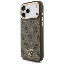 GUESS case for IPHONE 17 Pro Max compatible with MagSafe GUHMP17XP4GTDGMW (4G PU W / Triangle Logo) gold brown