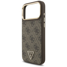 GUESS dėklas, skirtas IPHONE 17 Pro Max, suderinamas su MagSafe GUHMP17XP4GTDGMW (4G PU su trikampio logotipu), aukso ru