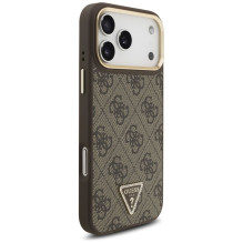 GUESS case for IPHONE 17 Pro Max compatible with MagSafe GUHMP17XP4GTDGMW (4G PU W / Triangle Logo) gold brown