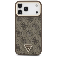 GUESS case for IPHONE 17 Pro Max compatible with MagSafe GUHMP17XP4GTDGMW (4G PU W / Triangle Logo) gold brown