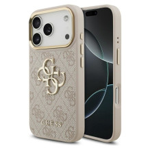 GUESS dėklas, skirtas IPHONE 17 Pro GUHCP17L4GMGCPI (PU W / Big 4G Classic Logo) aukso-rožinės spalvos