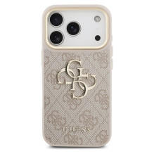 GUESS dėklas, skirtas IPHONE 17 Pro GUHCP17L4GMGCPI (PU W / Big 4G Classic Logo) aukso-rožinės spalvos
