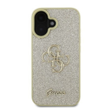GUESS dėklas IPHONE 16 GUHCP16SHG4SGD (fiksuotas blizgučiais, didelis 4G), auksinis