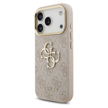 GUESS dėklas, skirtas IPHONE 17 Pro GUHCP17L4GMGCPI (PU W / Big 4G Classic Logo) aukso-rožinės spalvos