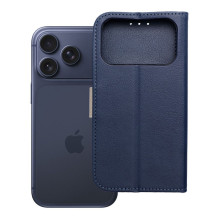 iPhone 17 PRO „Split Book“ atverčiamas dėklas, tamsiai mėlynas ir kreminės spalvos