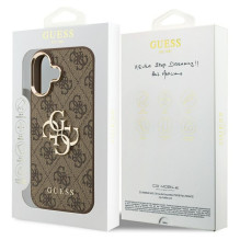 GUESS dėklas, skirtas IPHONE 17 GUHCP17S4GMGCBR (PU W / Big 4G Classic Logo) aukso rudos spalvos