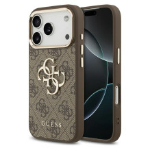 GUESS dėklas, skirtas IPHONE 17 Pro Max GUHCP17X4GMGCBR (PU W / Big 4G Classic Logo) aukso rudos spalvos