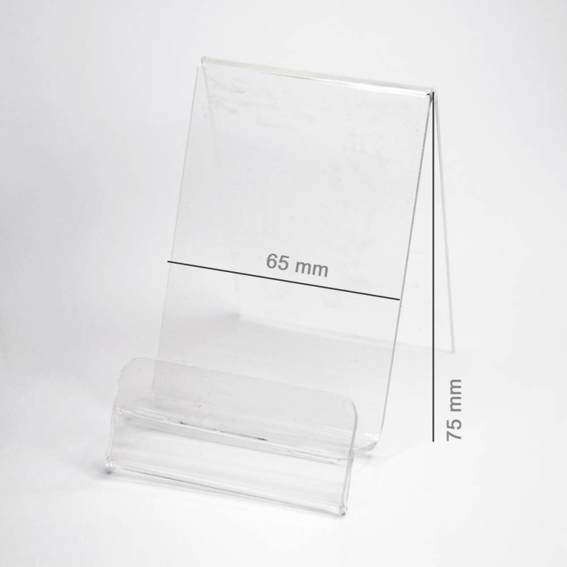 Plexi Vertical Holder / phone stand with Place for Price (Smartphone - 65 mm)
