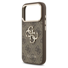 GUESS dėklas, skirtas IPHONE 17 Pro Max GUHCP17X4GMGCBR (PU W / Big 4G Classic Logo) aukso rudos spalvos