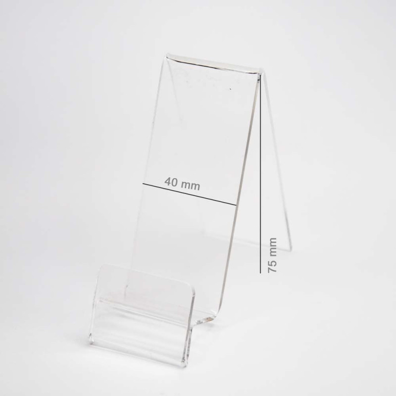 Plexi vertikalus laikiklis / telefono stovas su kainos vieta