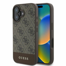 GUESS dėklas, skirtas IPHONE 16 GUHCP16SG4GLBR (PC / TPU 4G PU apačioje juostelė) rudas