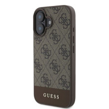 GUESS dėklas, skirtas IPHONE 16 GUHCP16SG4GLBR (PC / TPU 4G PU apačioje juostelė) rudas