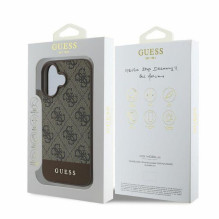 GUESS case for IPHONE 16 GUHCP16SG4GLBR (PC / TPU 4G PU Bottom Stripe) brown