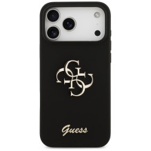 GUESS dėklas, skirtas IPHONE 17 Pro Max GUHCP17XSC4GSMK (silikoninis su dideliu 4G raštu), juodas