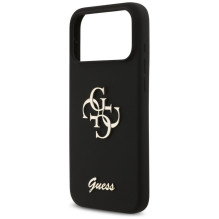GUESS dėklas, skirtas IPHONE 17 Pro Max GUHCP17XSC4GSMK (silikoninis su dideliu 4G raštu), juodas