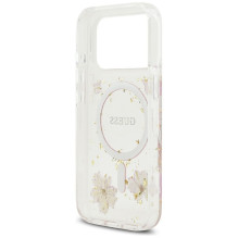 GUESS case for IPHONE 17 Pro compatible with MagSafe GUHMP17LRBFGFGMP (Resin Flowers and Glitter) pink