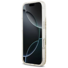 GUESS dėklas, skirtas IPHONE 17 Pro, suderinamas su MagSafe GUHMP17LRGRGED (blizgučiais apačioje), auksinis