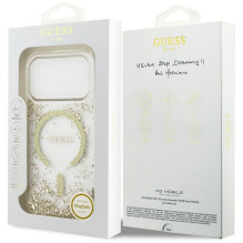 GUESS case for IPHONE 17 Pro compatible with MagSafe GUHMP17LRGRGED (Resin Bottom Glitter) gold