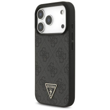 GUESS dėklas, skirtas IPHONE 17 Pro, suderinamas su MagSafe GUHMP17LP4TSDPPSK (4G PU su dirželiu, trikampio logotipu), j