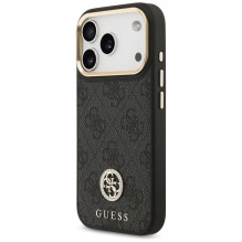 GUESS case for IPHONE 17 Pro compatible with MagSafe GUHMP17LP4GRMDEK (PU W / 4G Strass Logo) black