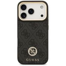 GUESS case for IPHONE 17 Pro compatible with MagSafe GUHMP17LP4GRMDEK (PU W / 4G Strass Logo) black