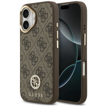 GUESS dėklas, skirtas IPHONE 17, suderinamas su MagSafe GUHMP17SP4GRMDEW (PU W / 4G Strass Logo), rudas