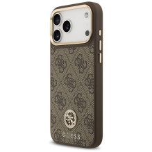 GUESS dėklas, skirtas IPHONE 17 Pro Max, suderinamas su MagSafe GUHMP17XP4GRMDEW (PU W / 4G Strass Logo), rudas