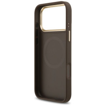 GUESS dėklas, skirtas IPHONE 17 Pro Max, suderinamas su MagSafe GUHMP17XP4GRMDEW (PU W / 4G Strass Logo), rudas