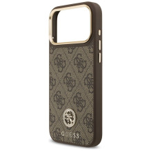 GUESS case for IPHONE 17 Pro Max compatible with MagSafe GUHMP17XP4GRMDEW (PU W / 4G Strass Logo) brown