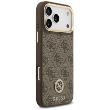 GUESS dėklas, skirtas IPHONE 17 Pro Max, suderinamas su MagSafe GUHMP17XP4GRMDEW (PU W / 4G Strass Logo), rudas