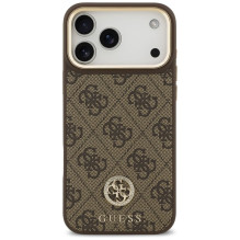 GUESS dėklas, skirtas IPHONE 17 Pro Max, suderinamas su MagSafe GUHMP17XP4GRMDEW (PU W / 4G Strass Logo), rudas