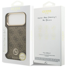 GUESS dėklas, skirtas IPHONE 17 Pro Max, suderinamas su MagSafe GUHMP17XP4GRMDEW (PU W / 4G Strass Logo), rudas