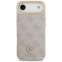 GUESS dėklas, skirtas IPHONE 17 Air, suderinamas su MagSafe GUHMP17MP4GRMDEP (PU W / 4G Strass Logo), rožinis