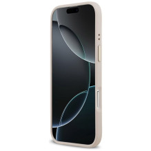 GUESS dėklas, skirtas IPHONE 17 Air, suderinamas su MagSafe GUHMP17MP4GRMDEP (PU W / 4G Strass Logo), rožinis
