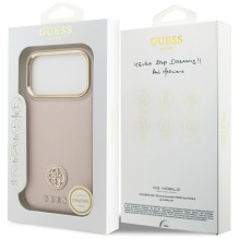 GUESS case for IPHONE 17 Pro compatible with MagSafe GUHMP17LPGCRMDEP (PU W / Grained Strass Logo) pink