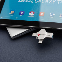 Pendrive 16GB USB 3.2 Gen 1 (USB A / USB C / Lightning / Micro USB) Forcell F-Data Metal Quad silver