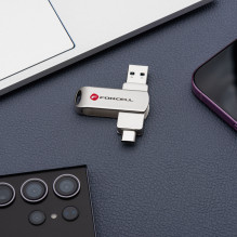 Pendrive 64GB USB 3.2 Gen 1 (USB A / USB C) Forcell F-Data Metal Duo silver Pendrive 64GB USB 3.2 Gen 1 (USB A / USB C) Forcell F-Data Metal Duo silver