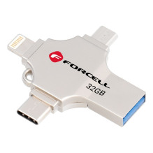 Pendrive 32GB USB 3.2 Gen 1 (USB A / USB C / Lightning / Micro USB) Forcell F-Data Metal Quad silver Pendrive 32GB USB 3.2 Gen 1 (USB A / USB C / Lightning / Micro USB) Forcell F-Data Metal Quad silver