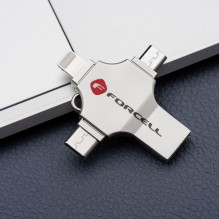 Pendrive 32GB USB 3.2 Gen 1 (USB A / USB C / Lightning / Micro USB) Forcell F-Data Metal Quad silver Pendrive 32GB USB 3.2 Gen 1 (USB A / USB C / Lightning / Micro USB) Forcell F-Data Metal Quad silver
