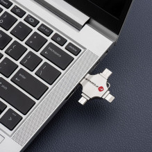 Pendrive 32GB USB 3.2 Gen 1 (USB A / USB C / Lightning / Micro USB) Forcell F-Data Metal Quad silver Pendrive 32GB USB 3.2 Gen 1 (USB A / USB C / Lightning / Micro USB) Forcell F-Data Metal Quad silver
