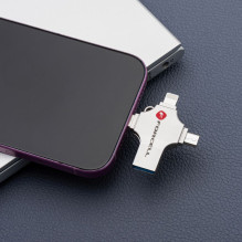 Pendrive 32GB USB 3.2 Gen 1 (USB A / USB C / Lightning / Micro USB) Forcell F-Data Metal Quad silver Pendrive 32GB USB 3.2 Gen 1 (USB A / USB C / Lightning / Micro USB) Forcell F-Data Metal Quad silver