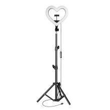 LED Ring Stream RGB lempa 10" su laikikliu mobiliajam telefonui HEART + trikojui JM26-10 juoda