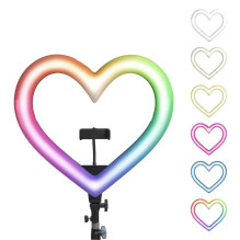 LED Ring Stream RGB lempa 10" su laikikliu mobiliajam telefonui HEART + trikojui JM26-10 juoda