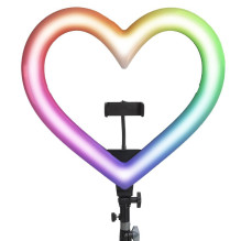 LED Ring Stream RGB lempa 10" su laikikliu mobiliajam telefonui HEART + trikojui JM26-10 juoda